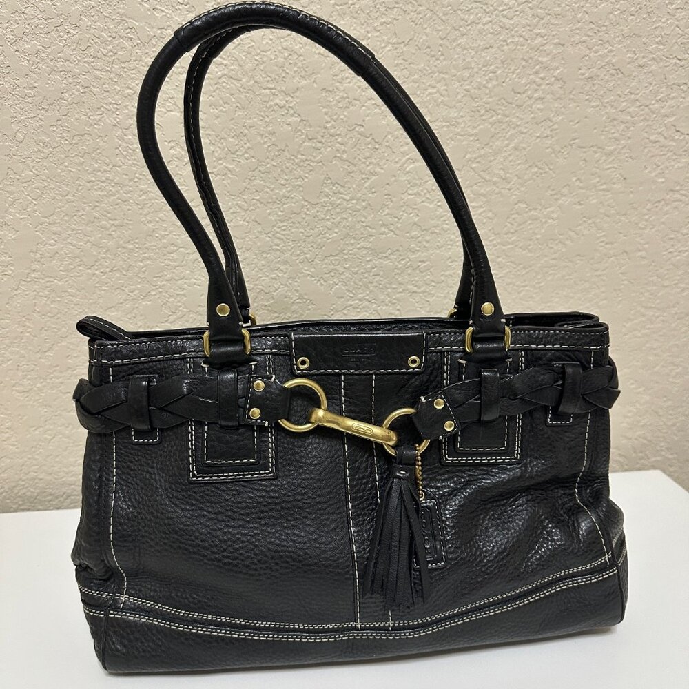 VINTAGE COACH Hampton satchel black PERFECT CONDITION Authentic 10529